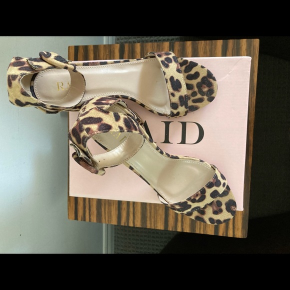 ASOS RAID leopard print faux suede ankle strap heels - Picture 3 of 4